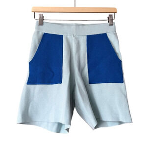 Saturday Sunday Anthropologie Women's Lea Blue Colorblock Lounge Shorts Blue XS